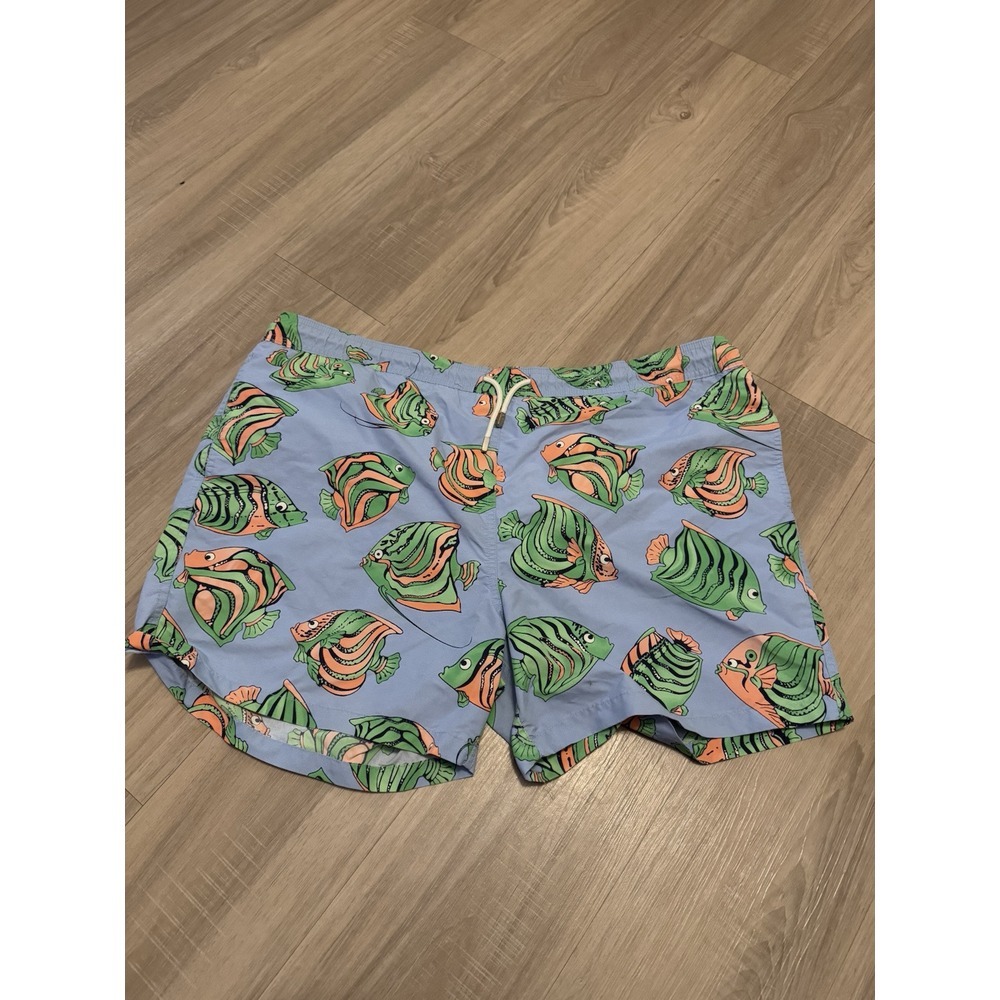 Brooks Brothers Mens Large Mesh Lined Fishes All Over Print Swim Shorts Trunks